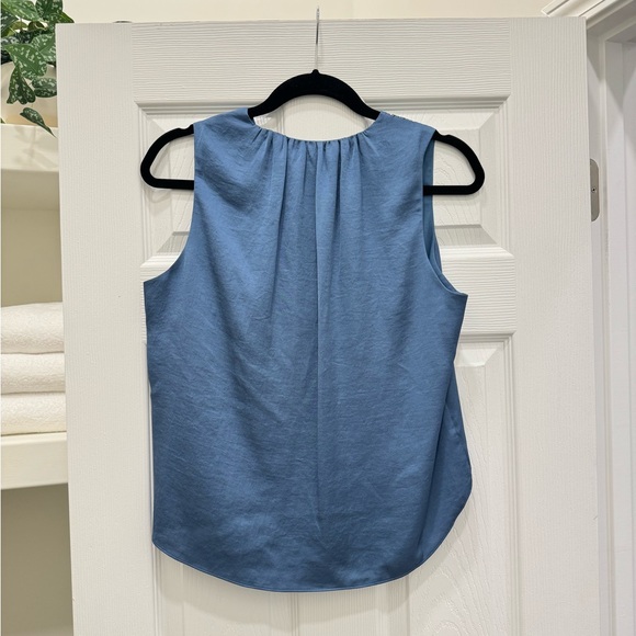 Veronica Beard Rahi Satin Wrap-Effect Top Lagoon Blue Size 4 - Picture 9 of 9